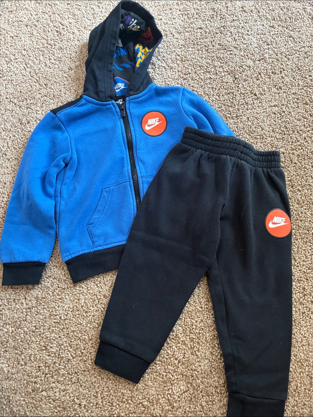 Nike Blue & Black Fleece Hoodie and Joggers Set